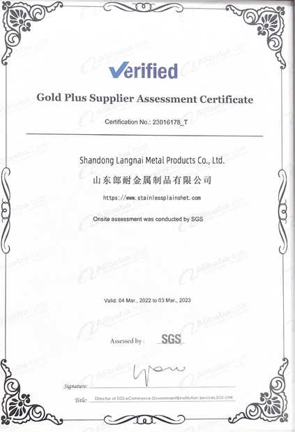 Çin Shandong Langnai Matel Product Co.,Ltd Sertifikalar